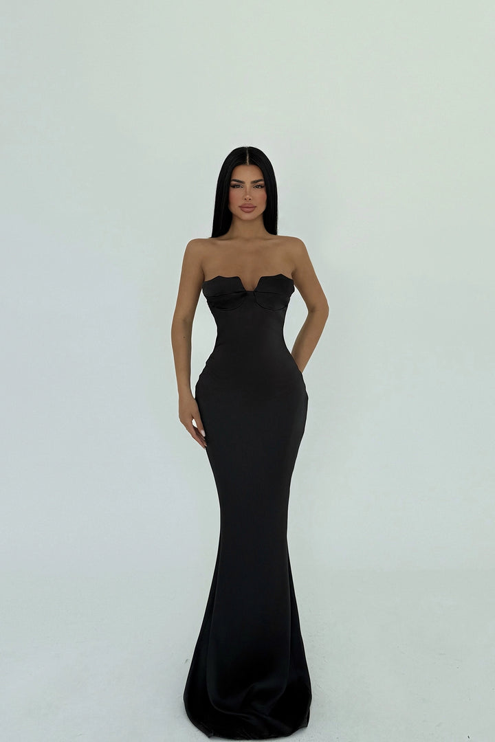 EYY Women Black Galian Strapless Long Dress - Newark