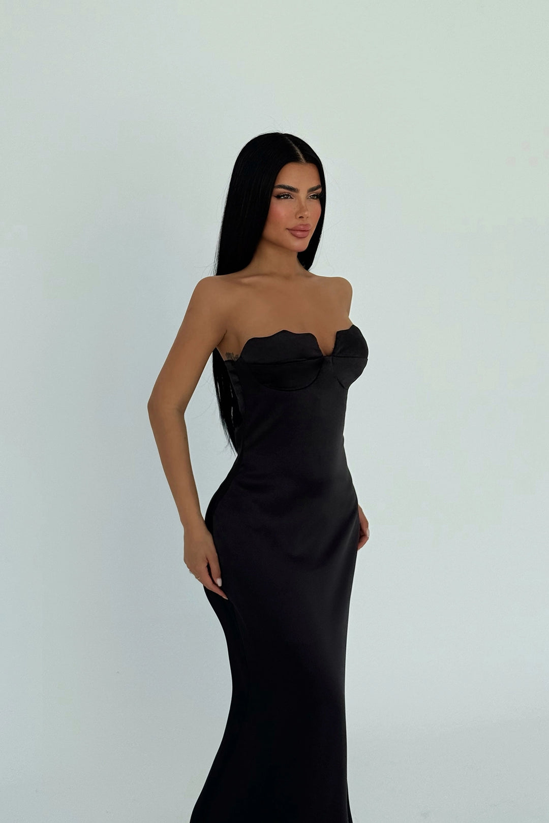 EYY Women Black Galian Strapless Long Dress - Newark
