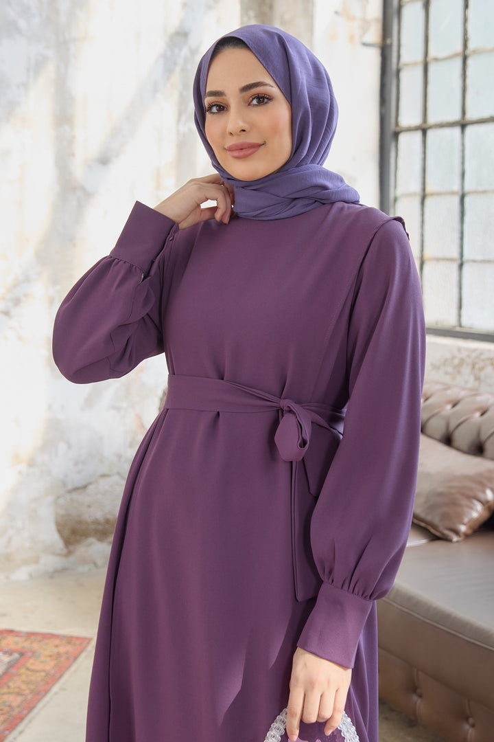 فستان نسائي من الكريب المغطى من ZRF - أرجواني - إيست لانسينغ