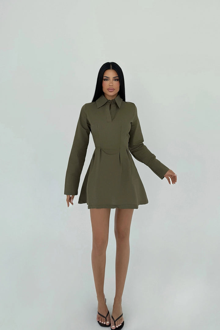 EYY Women Khaki Herda Flared Dress - Mansfield