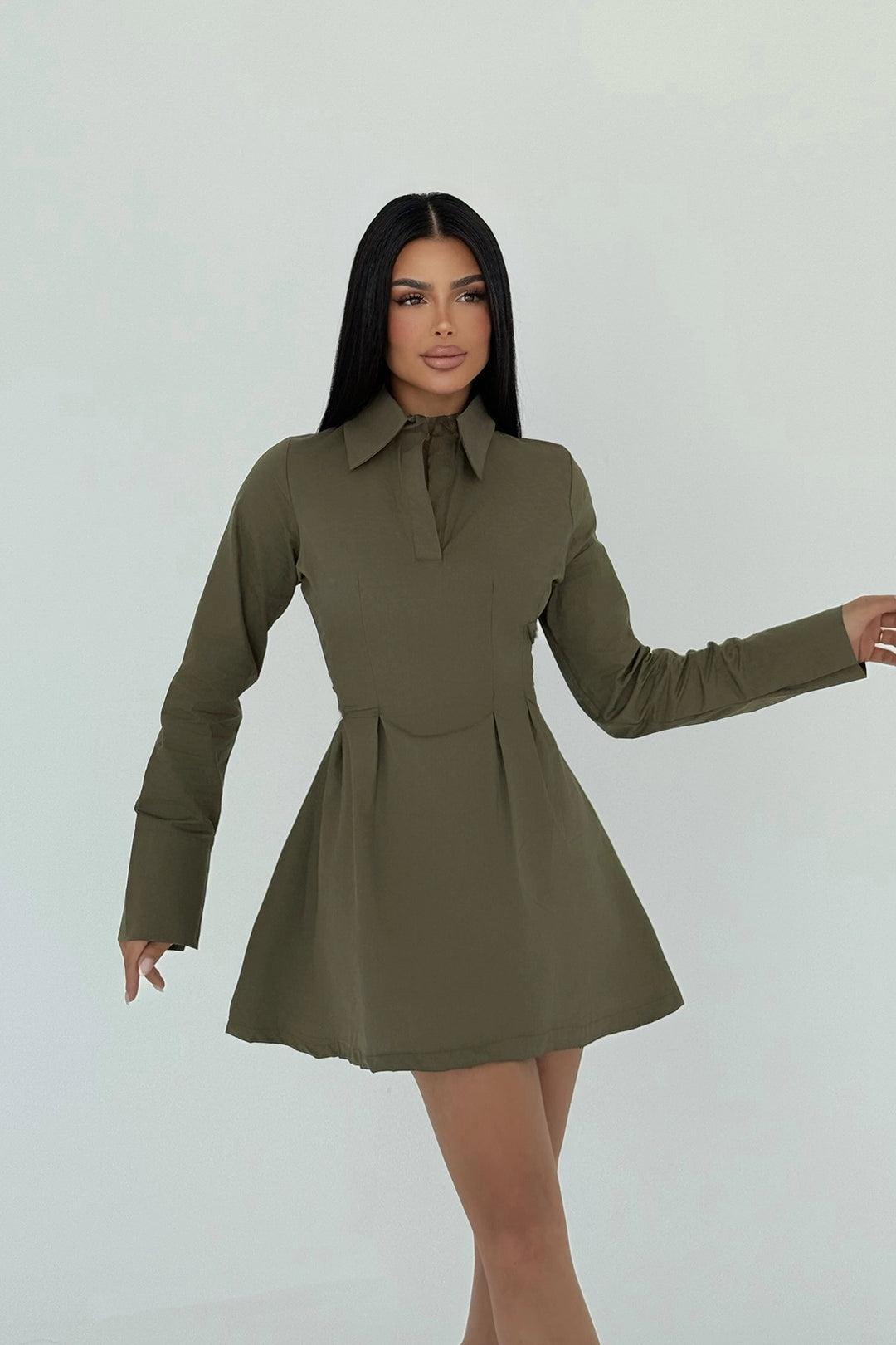 EYY Women Khaki Herda Flared Dress - Mansfield