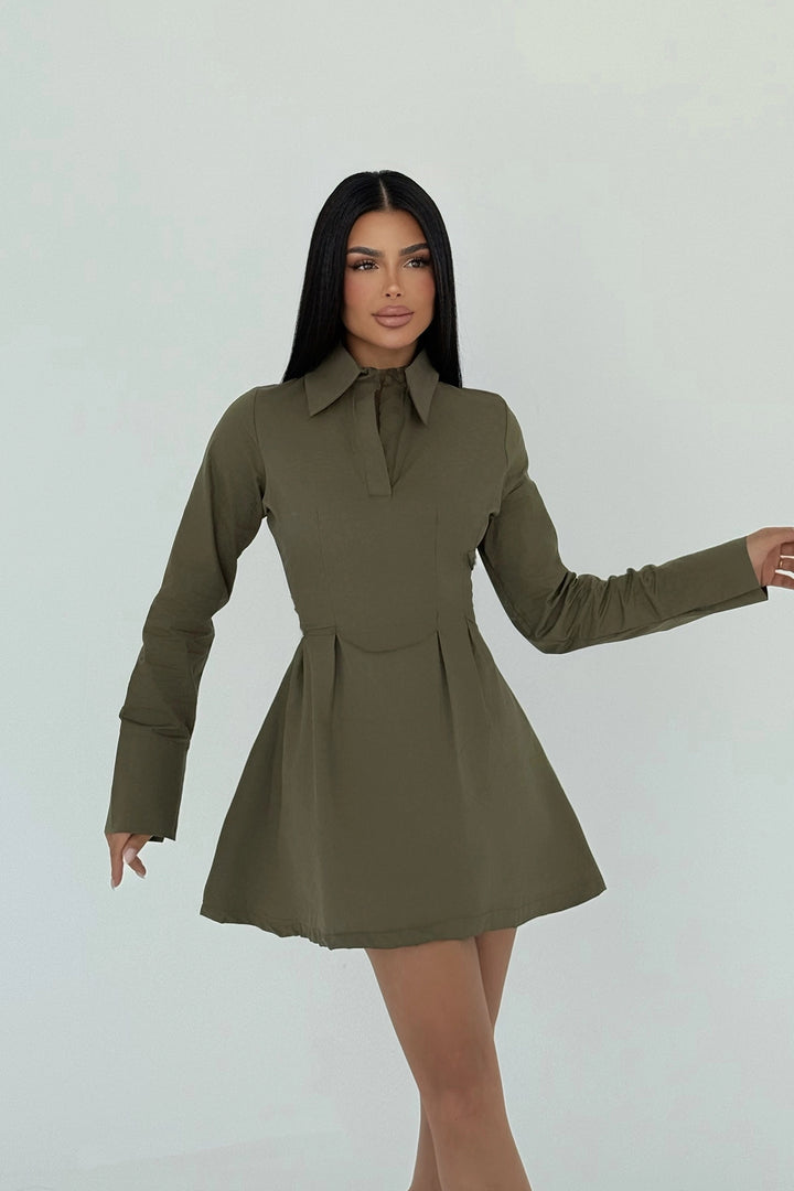 EYY Women Khaki Herda Flared Dress - Mansfield