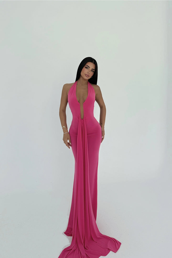 EYY Women Fuhsia Arka Detaylı Uzun Elbise - Dagenham