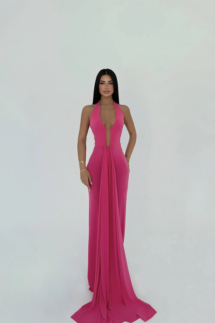 EYY Women Fuhsia Arka Detaylı Uzun Elbise - Dagenham