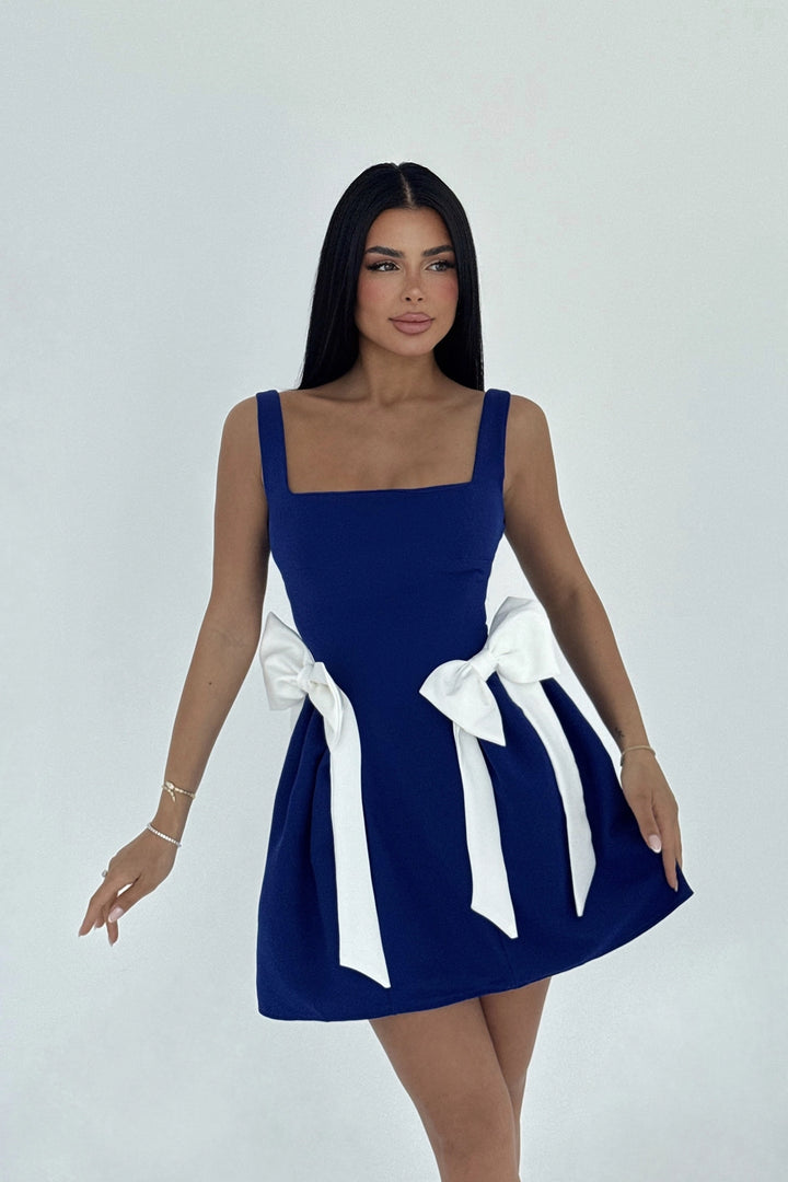 EYY Women Navy Blue Nellie Bow Detail Mini Dress - Richmond