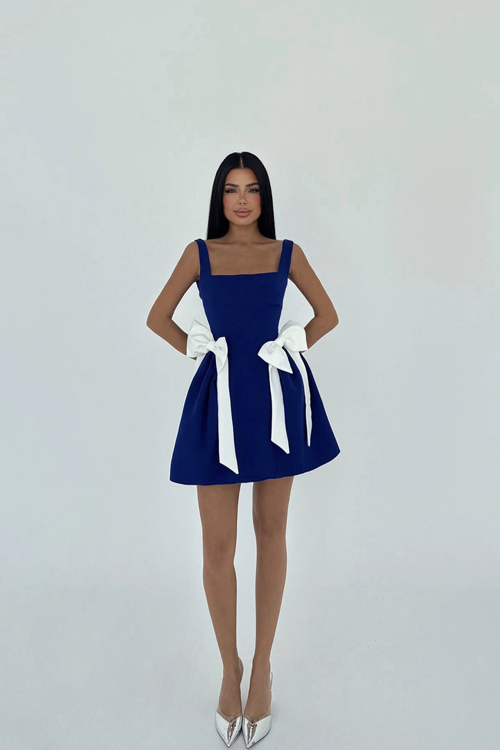 EYY Women Navy Blue Nellie Bow Detail Mini Dress - Richmond