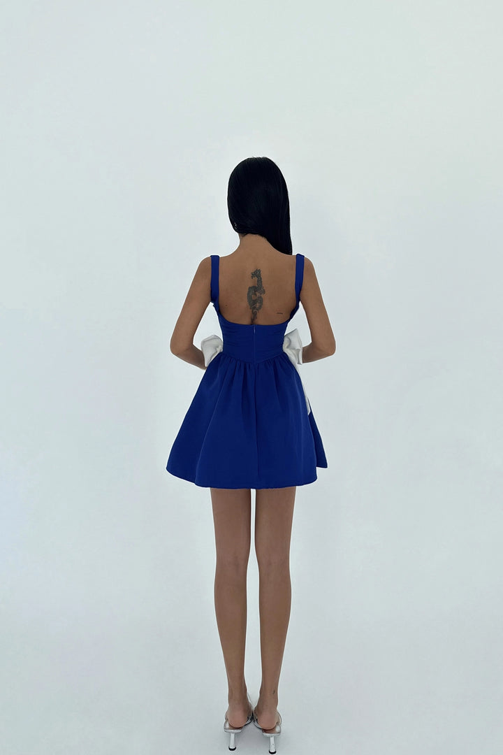 EYY Women Navy Blue Nellie Bow Detail Mini Dress - Richmond