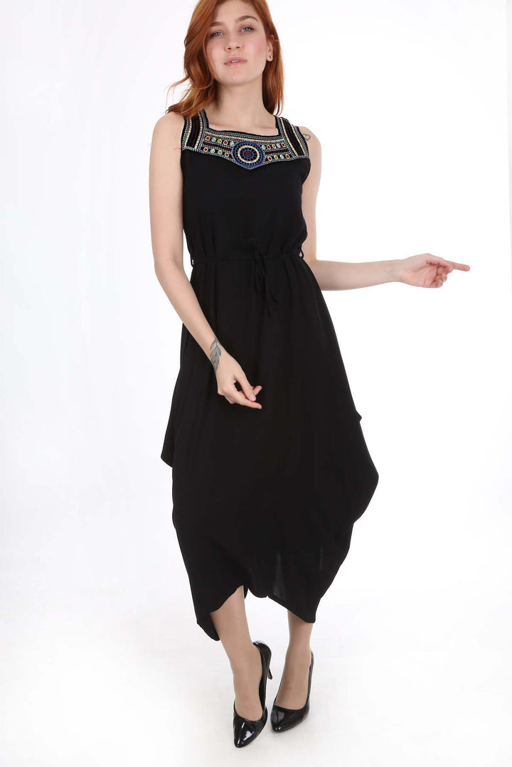 BGD Women Dress with Embroidery - Black - Avondale