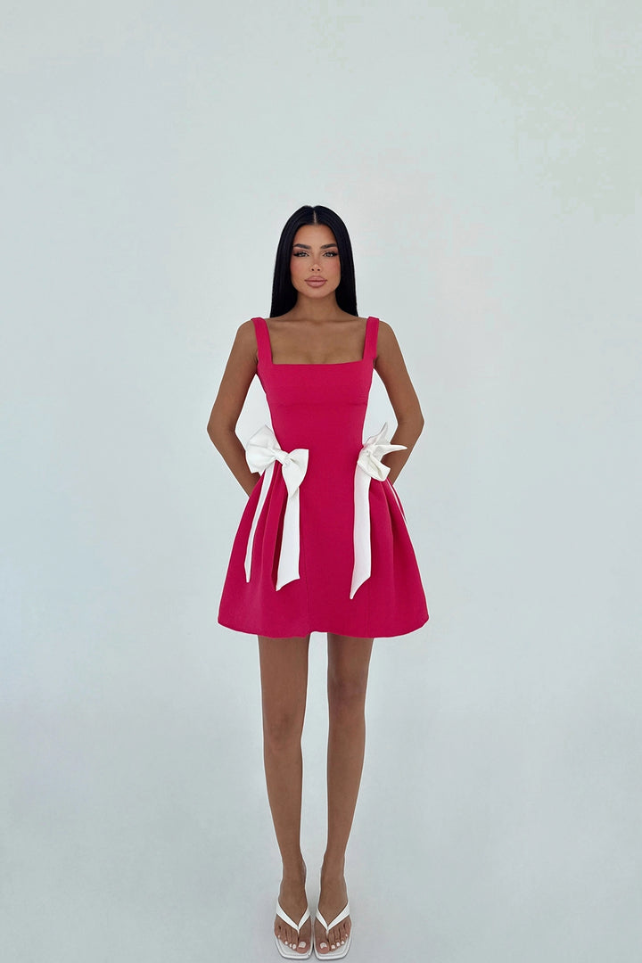 EYY Women Fuchsia Nellie Bow Detail Mini Dress - Drohobych