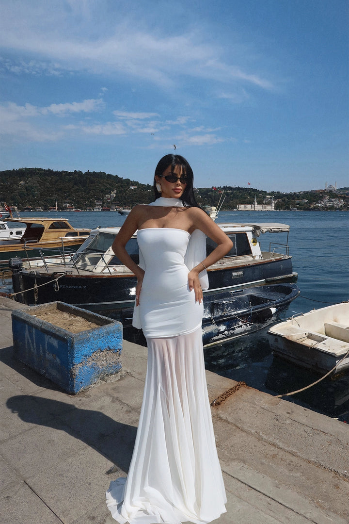 EYY Women Beyaz Tül Uzun Elbise - Reggio Emilia