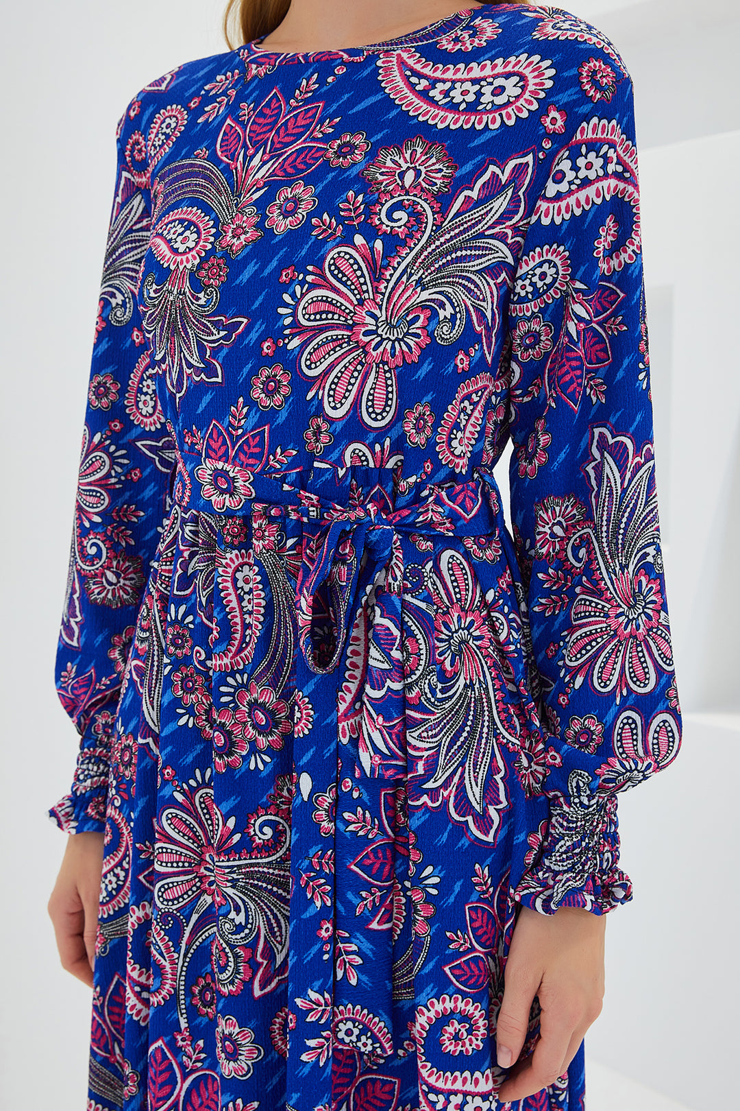 BGD Women Woman Saks Flower Patterned Knitted Hijab Dress 1525 - Avondale
