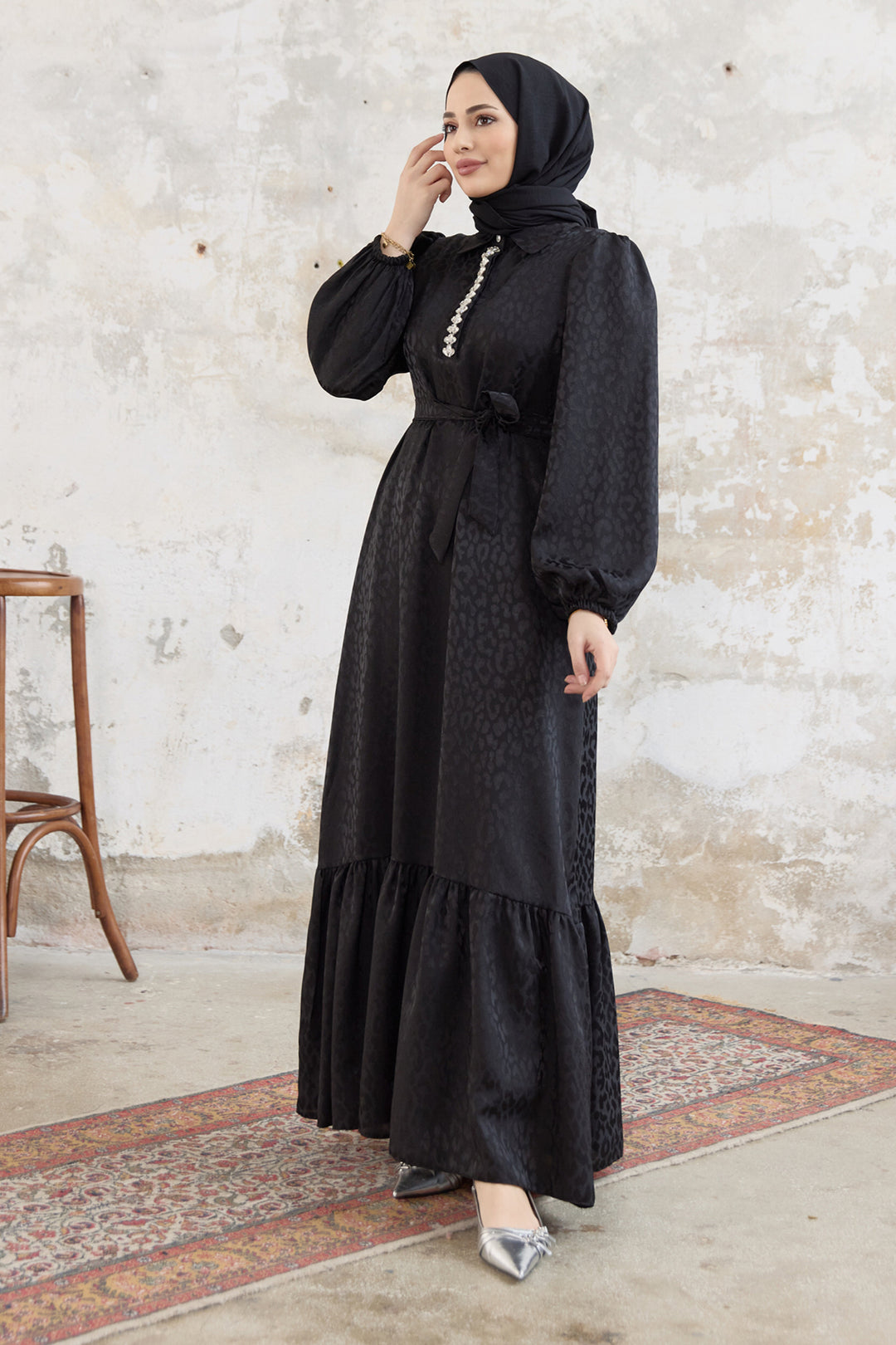 ZRF Women Liya Stone-Embellished Jacquard Dress - Black - Jackson