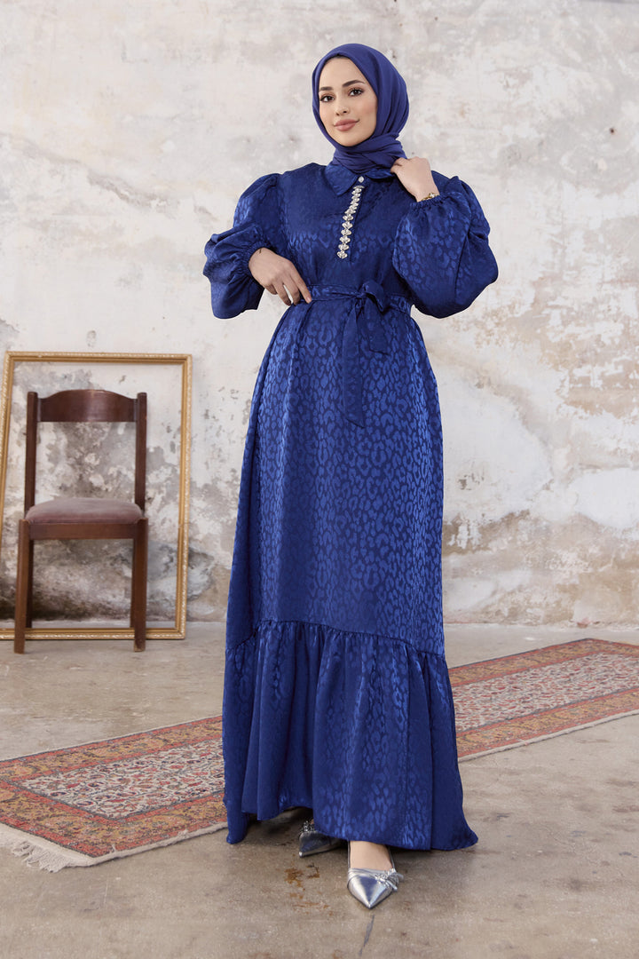 ZRF Women Liya Stone Embellished Jacquard Dress - Indigo - Collierville