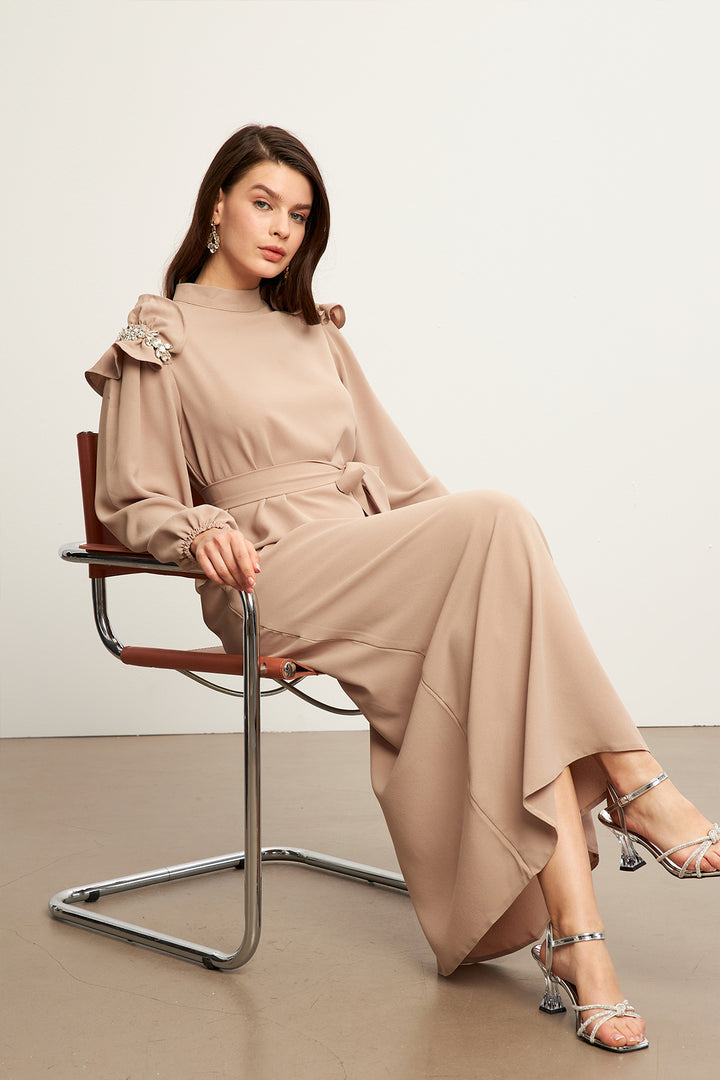 ZRF Women Layla Accessorized Dress - Mink - Popeşti-Leordeni