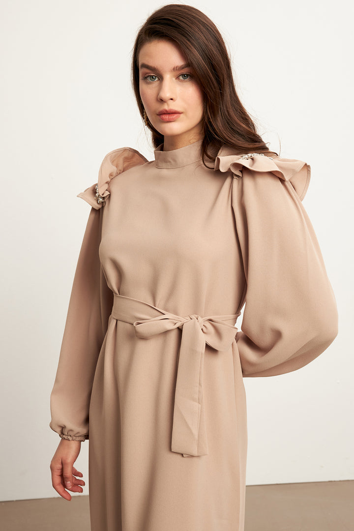 ZRF Women Layla Accessorized Dress - Mink - Popeşti-Leordeni
