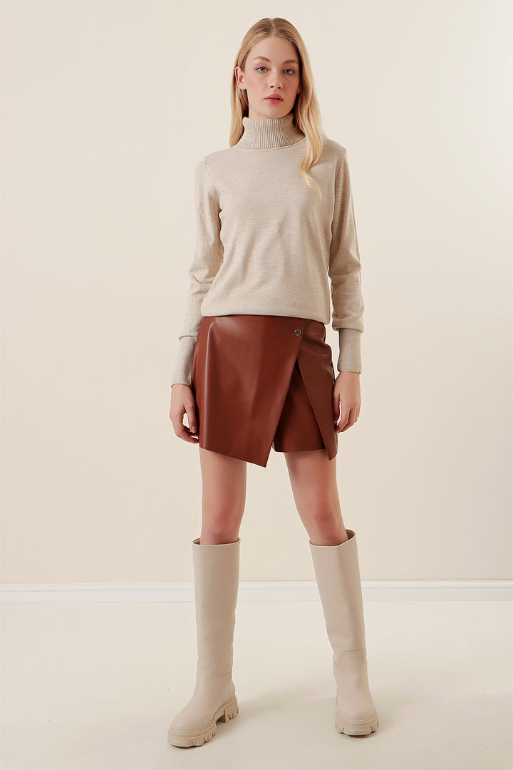 BGD Women Fisherman Collar Sweater - Beige - Avondale