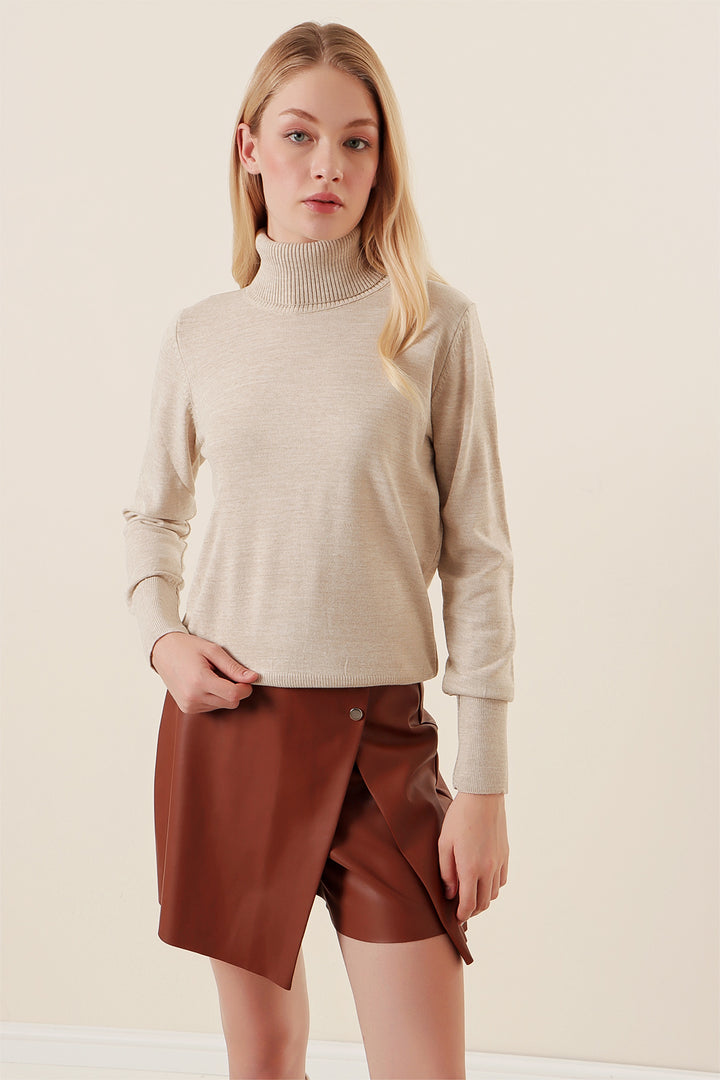 BGD Women Fisherman Collar Sweater - Beige - Avondale