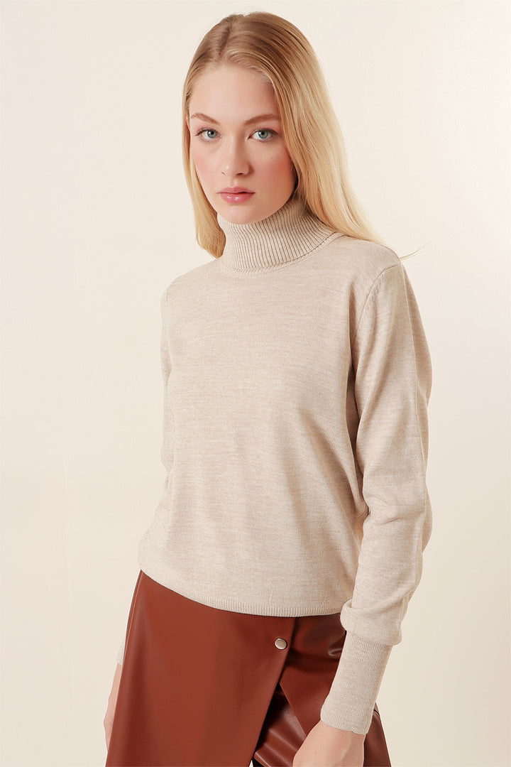 BGD Women Fisherman Collar Sweater - Beige - Avondale
