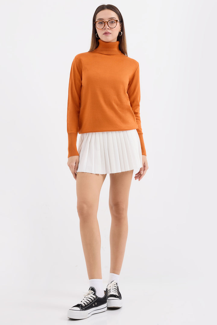 BGD Women Fisherman Collar Sweater - Orange - Avondale