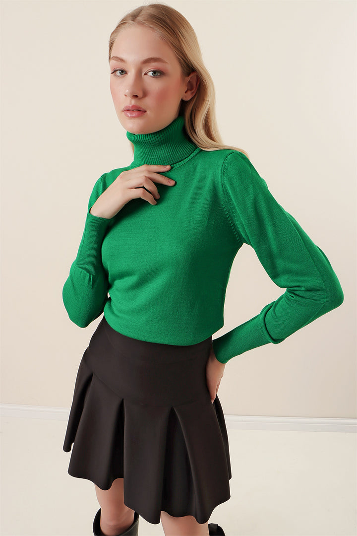 BGD Women Fisherman Collar Sweater - Green - Avondale