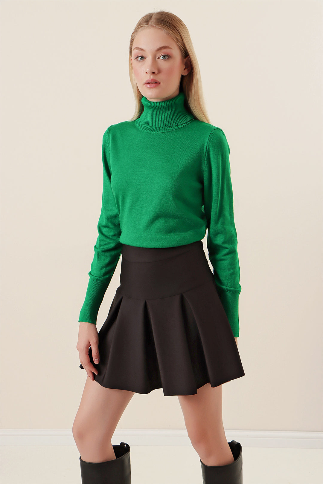 BGD Women Fisherman Collar Sweater - Green - Avondale