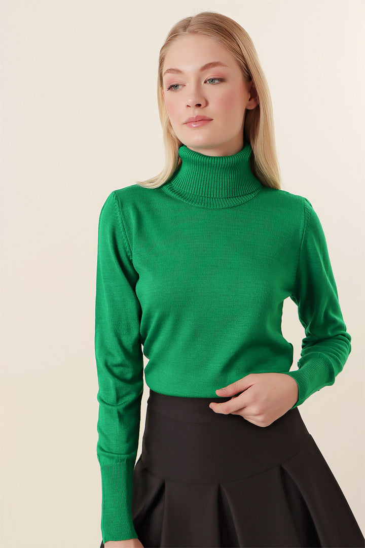 BGD Women Fisherman Collar Sweater - Green - Avondale