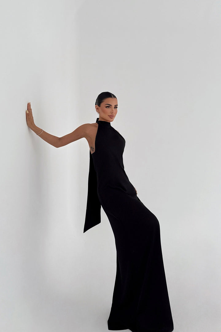EYY Women Siyah Saten Elbise - Saint-Ouen