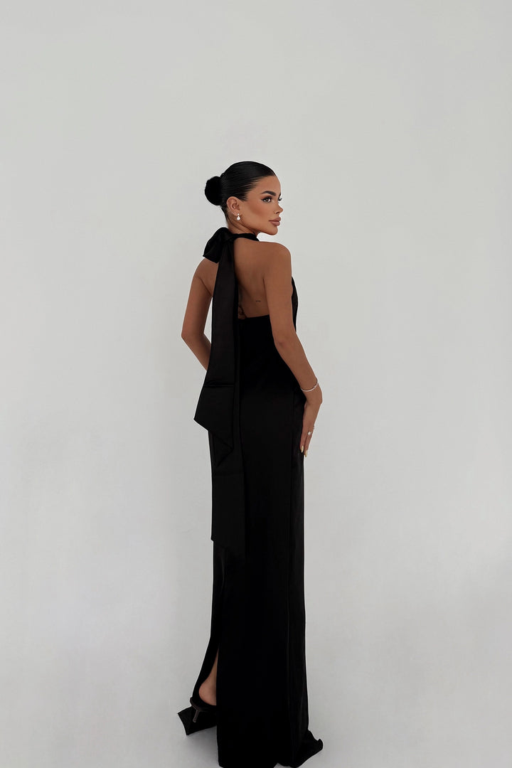 EYY Women Siyah Saten Elbise - Saint-Ouen