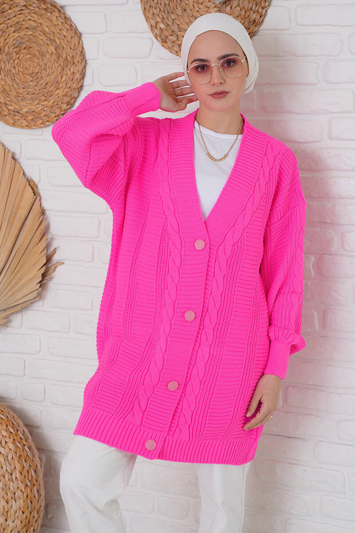 BGD Women Hijab Cardigan - Fuchsia - Marbella