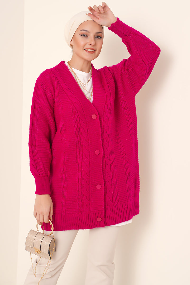 BGD Women Hijab Cardigan - Dark Pink - Raleigh
