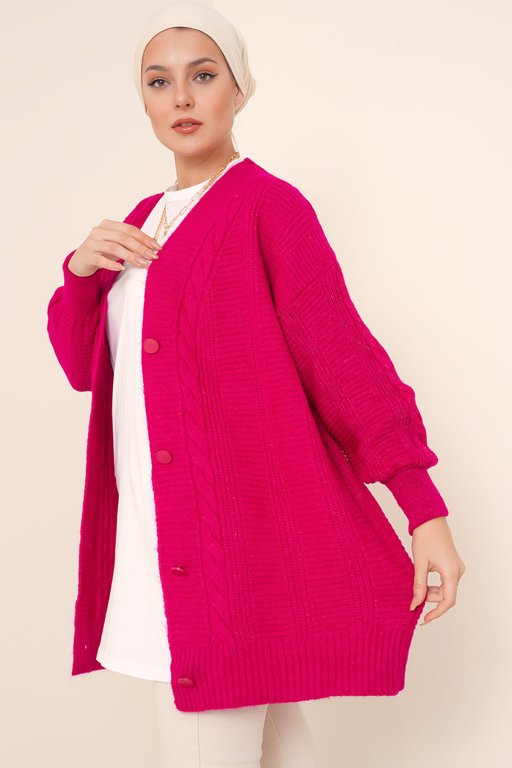 BGD Women Hijab Cardigan - Dark Pink - Raleigh