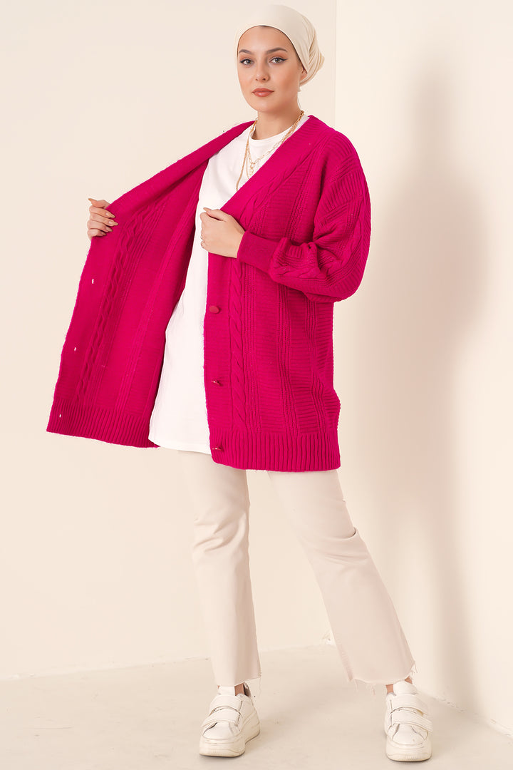 BGD Women Hijab Cardigan - Dark Pink - Raleigh