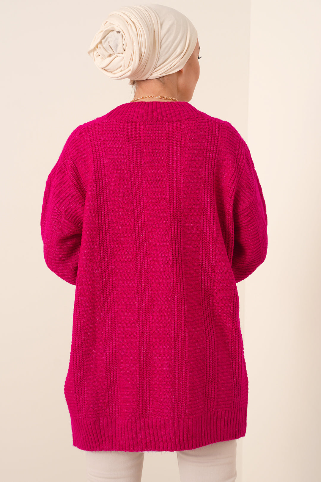 BGD Women Hijab Cardigan - Dark Pink - Raleigh
