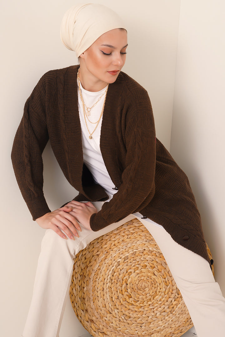 BGD Women Hijab Cardigan - Brown - Avondale