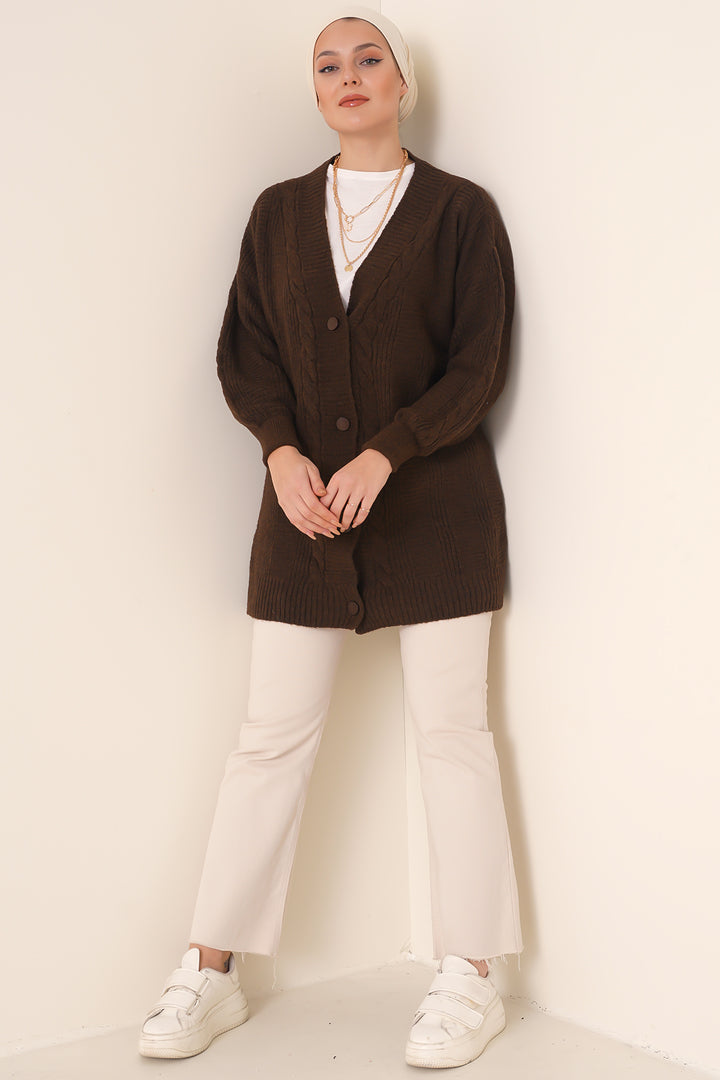 BGD Women Hijab Cardigan - Brown - Avondale