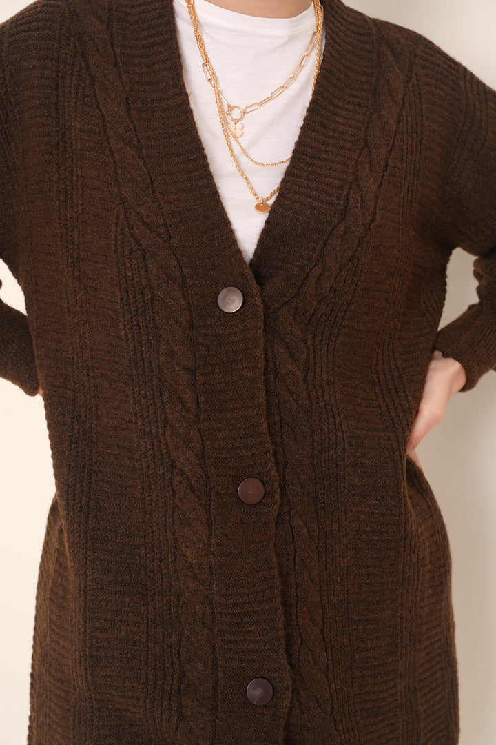 BGD Women Hijab Cardigan - Brown - Avondale