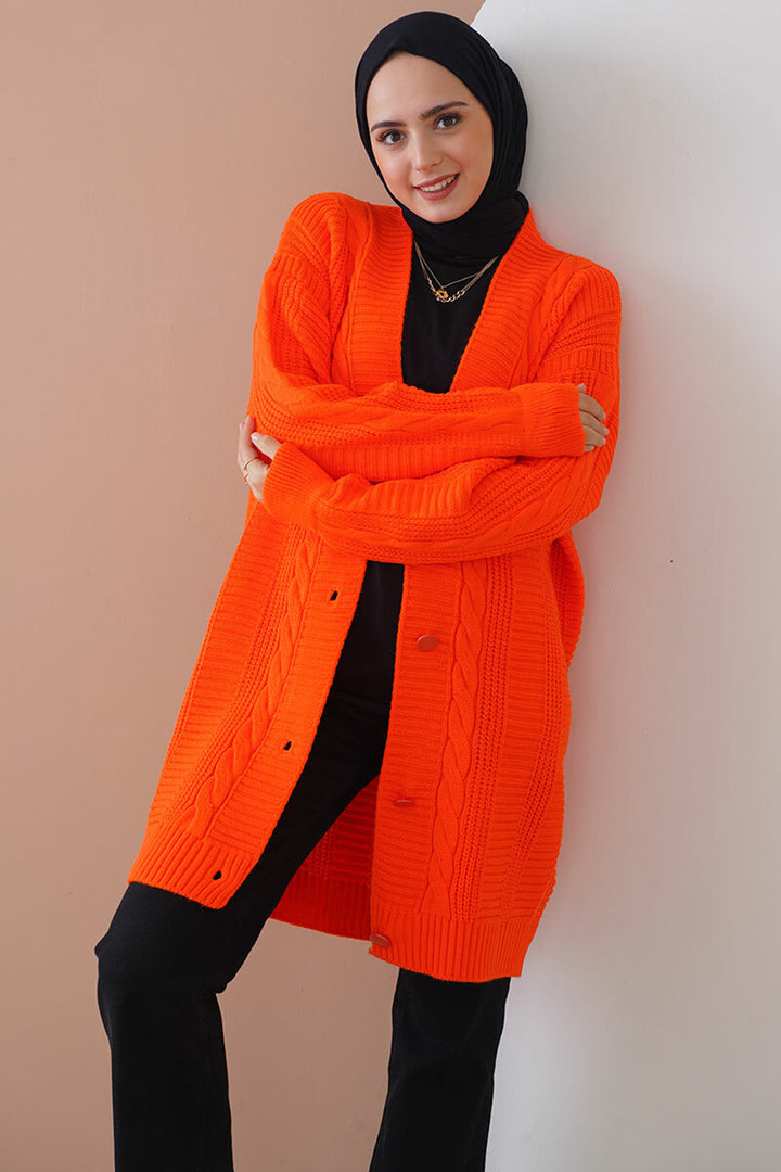 BGD Women Hijab Cardigan - Orange - Crystal Lake