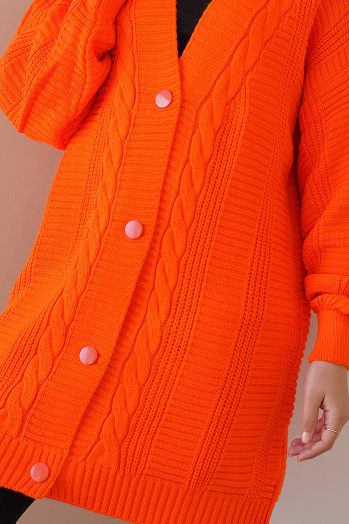 BGD Women Hijab Cardigan - Orange - Crystal Lake