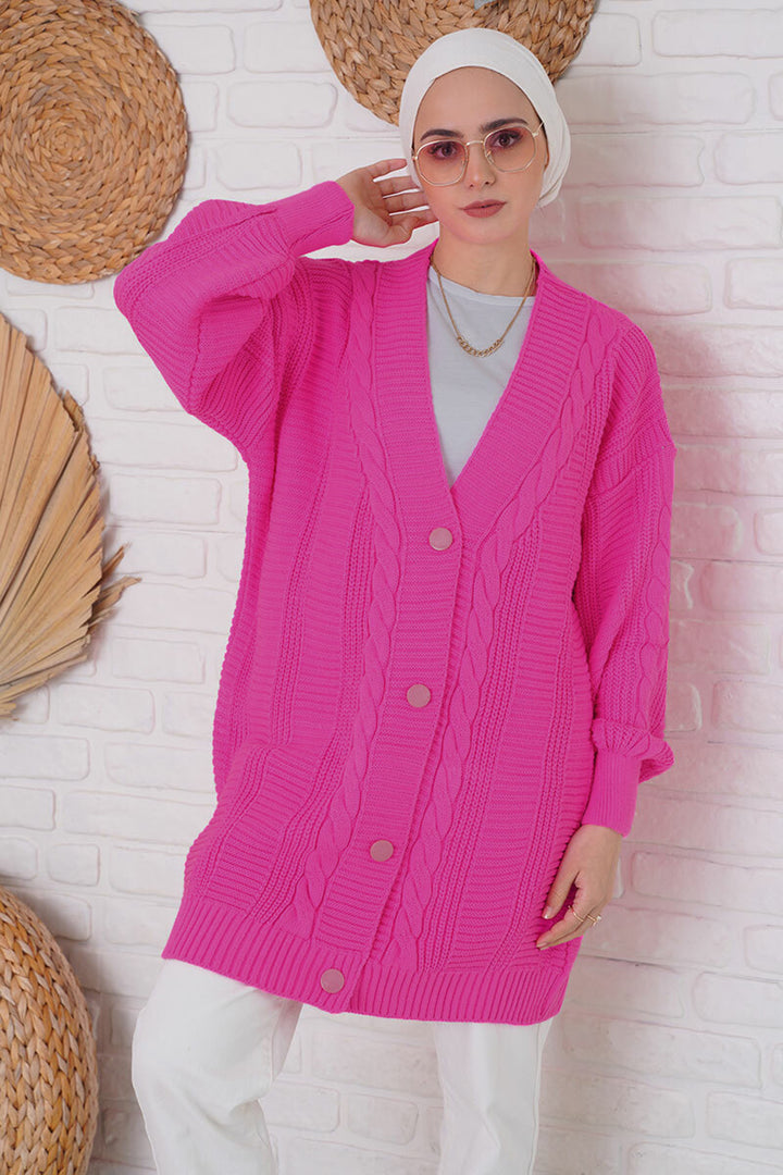 BGD Women Hijab Cardigan - A. Fuchsia - Minnetonka