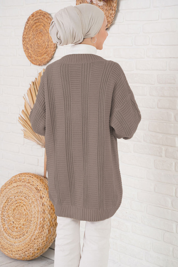 BGD Women Hijab Cardigan - Dark Brown - Kerch