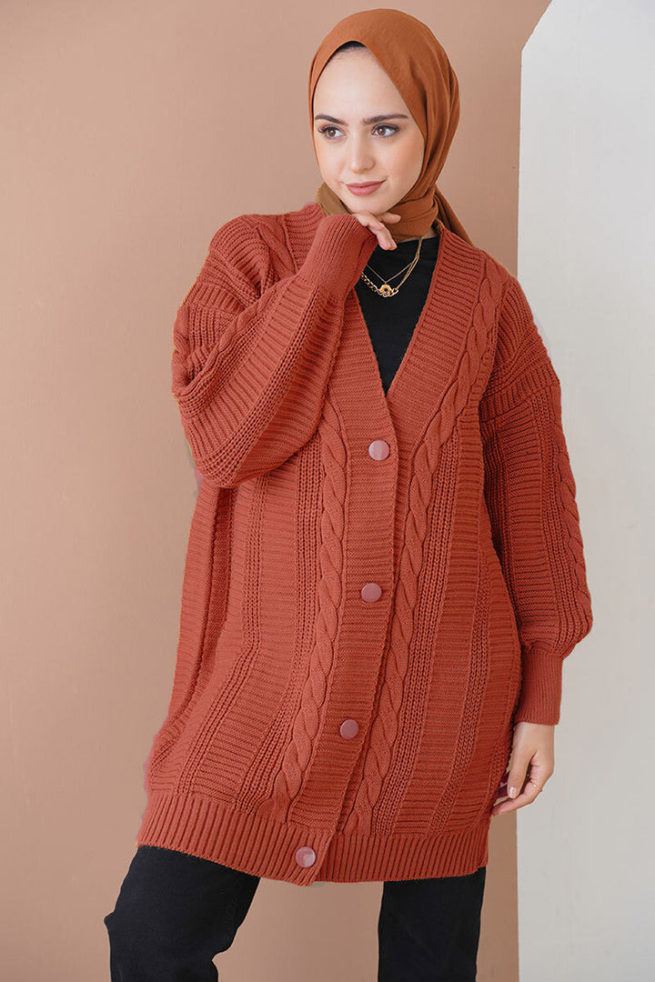 BGD Women Hijab Cardigan - A. Brick - Nice