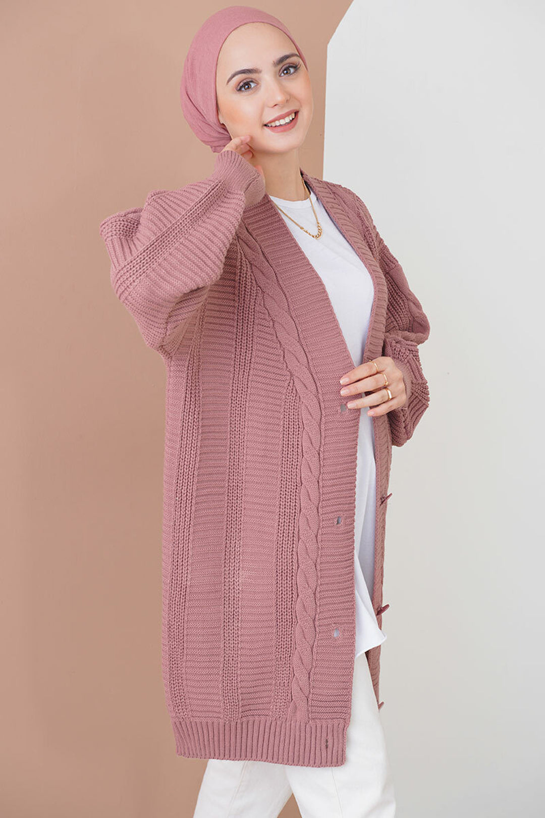 BGD Women Hijab Cardigan - Rose Pink - Altadena