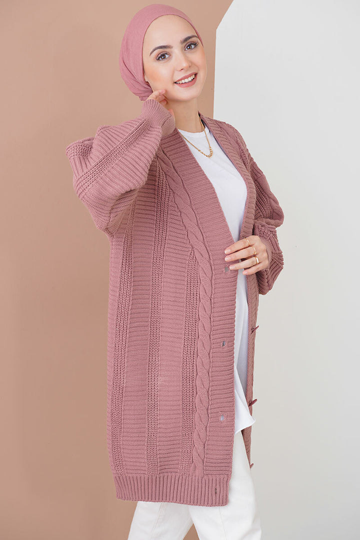 BGD Women Hijab Cardigan - Rose Pink - Altadena