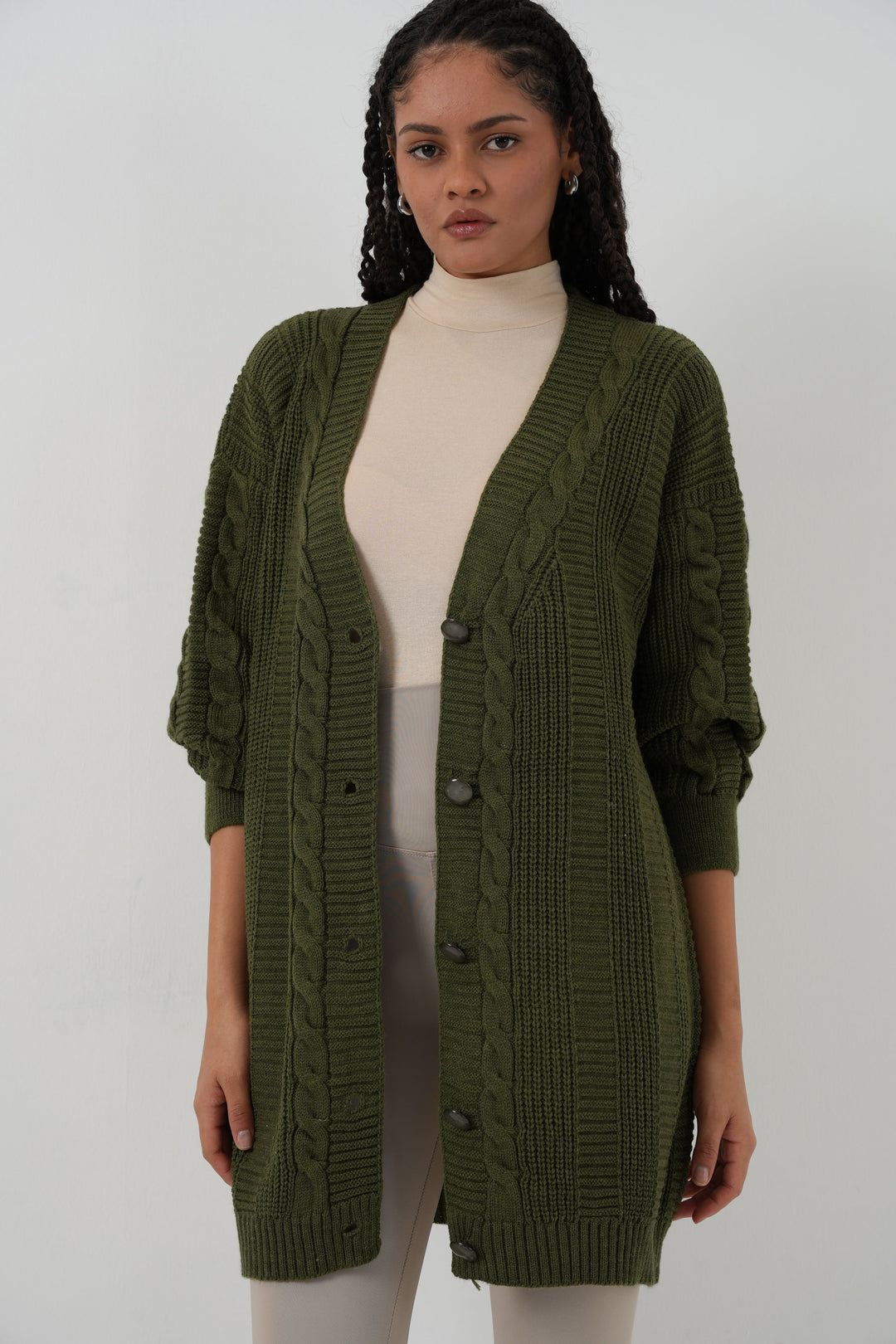 BGD Women Tesettür Triko Hırka - Haki - Călăraşi