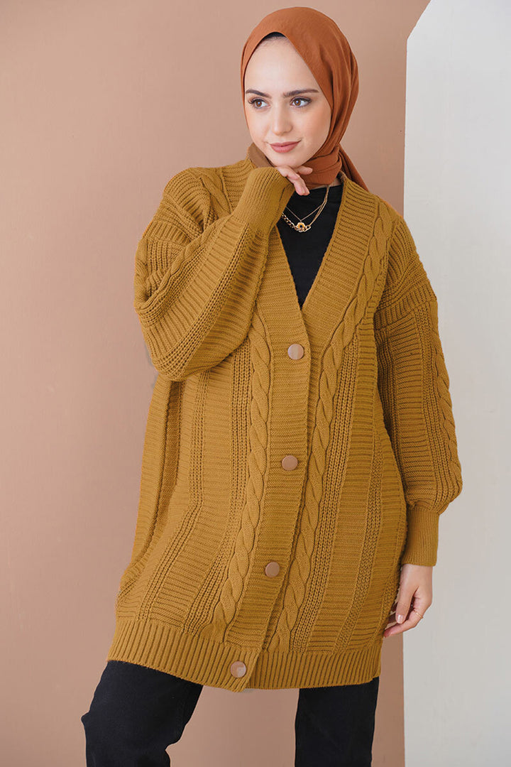 BGD Women Hijab Cardigan - Mustard - Goch