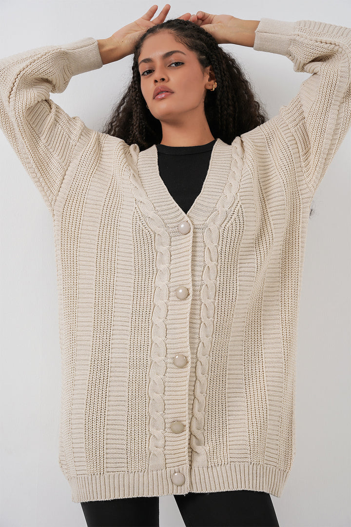 BGD Women Hijab Cardigan - Beige - Versailles