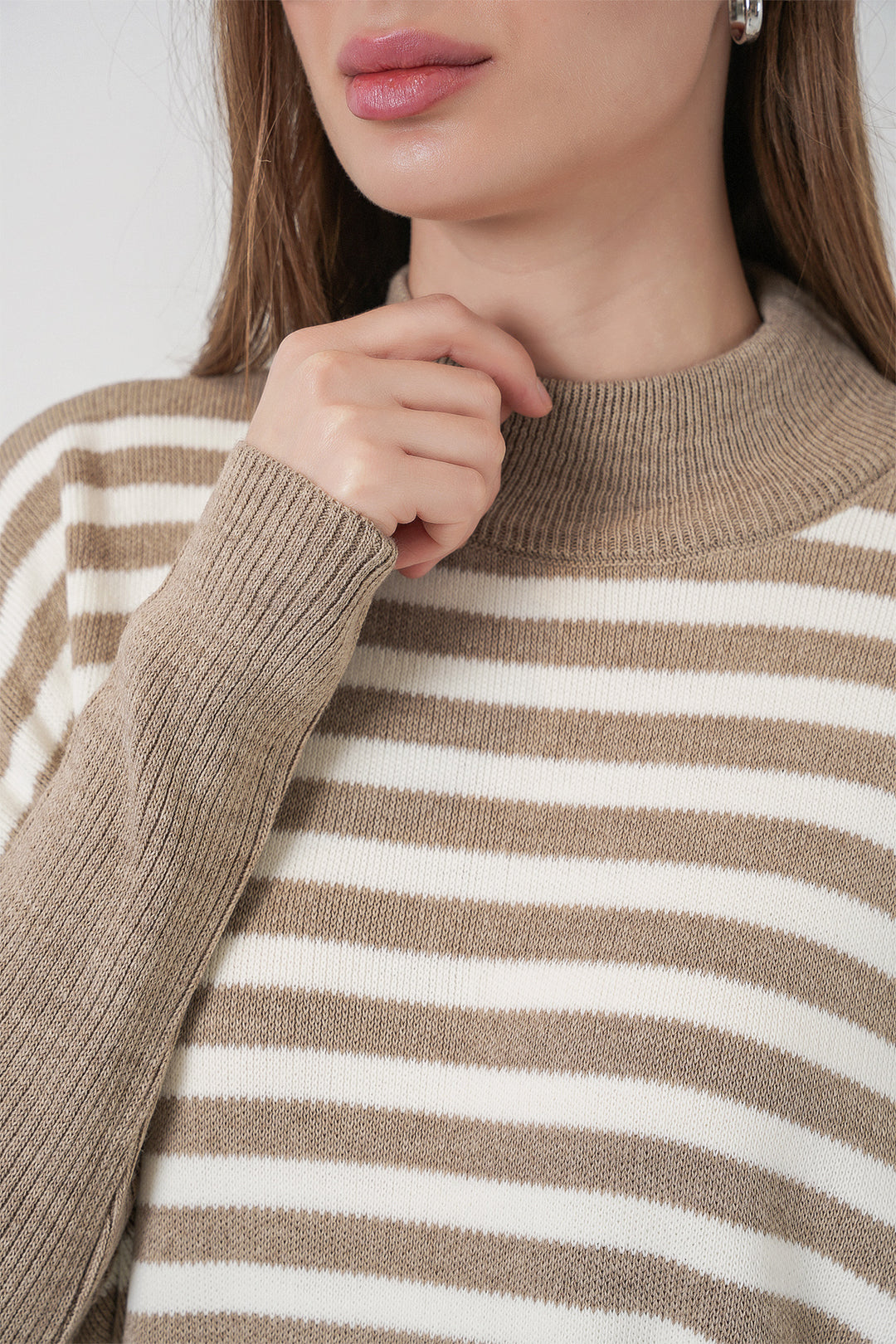 BGD Women Slit Poncho Sweater - A. Mink - Santa Catarina Otzolotepec