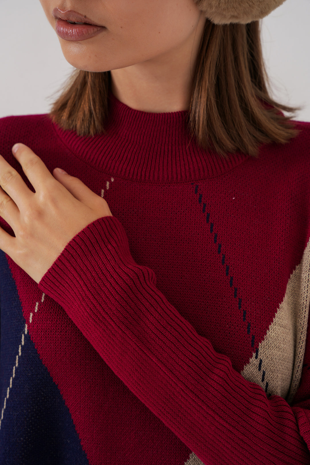BGD Women Slit Poncho Sweater - Burgundy - Campobasso