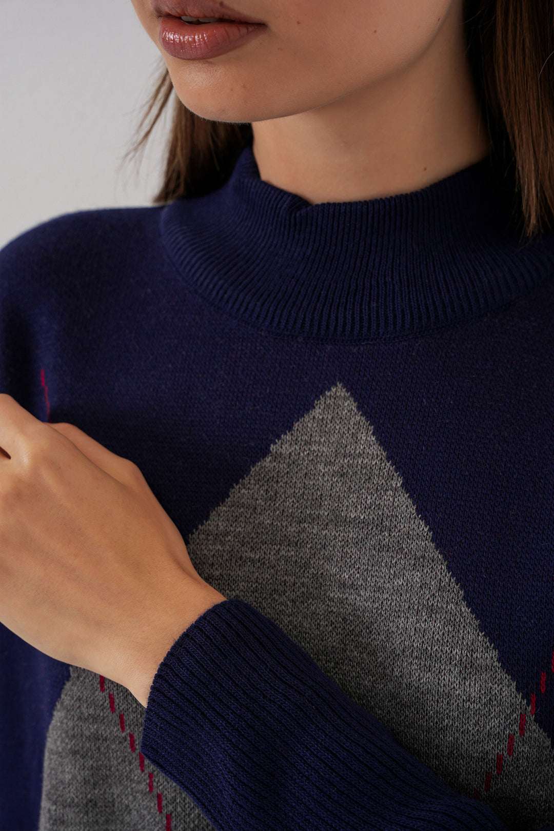 BGD Women Slit Poncho Sweater - Navy Blue - Alfortville