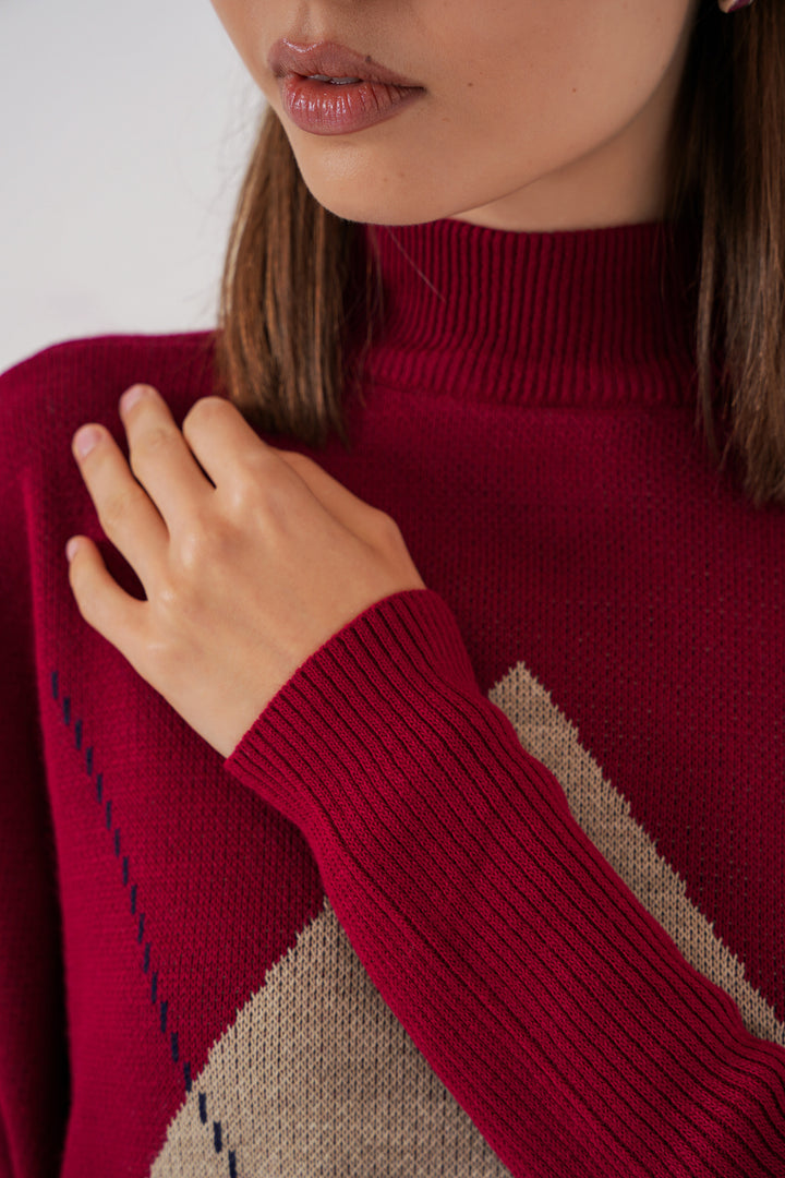 BGD Women Slit Poncho Sweater - Burgundy - Woodlawn